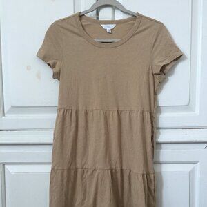 Time and Tru women's tan short sleeve tiered ruffle knee length dress size XS
